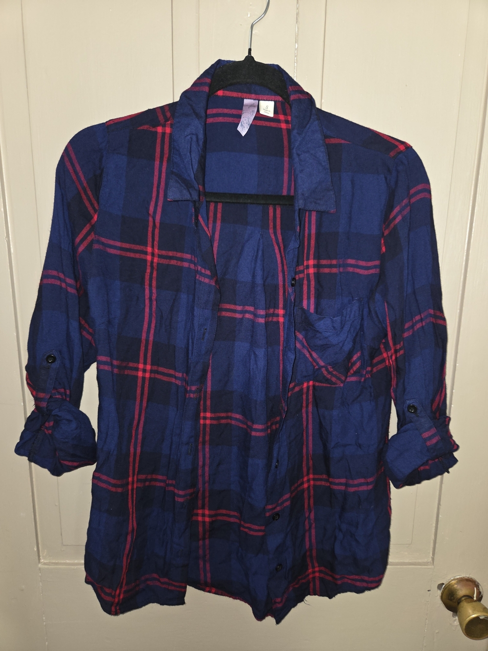 Alya Blue and Red Plaid Button-Down Shirt